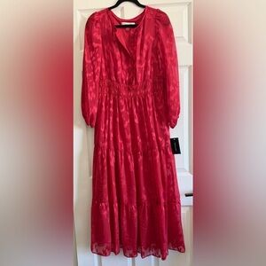 NWT Taylor Women's Long Sleeve Solid Chiffon Maxi Dress